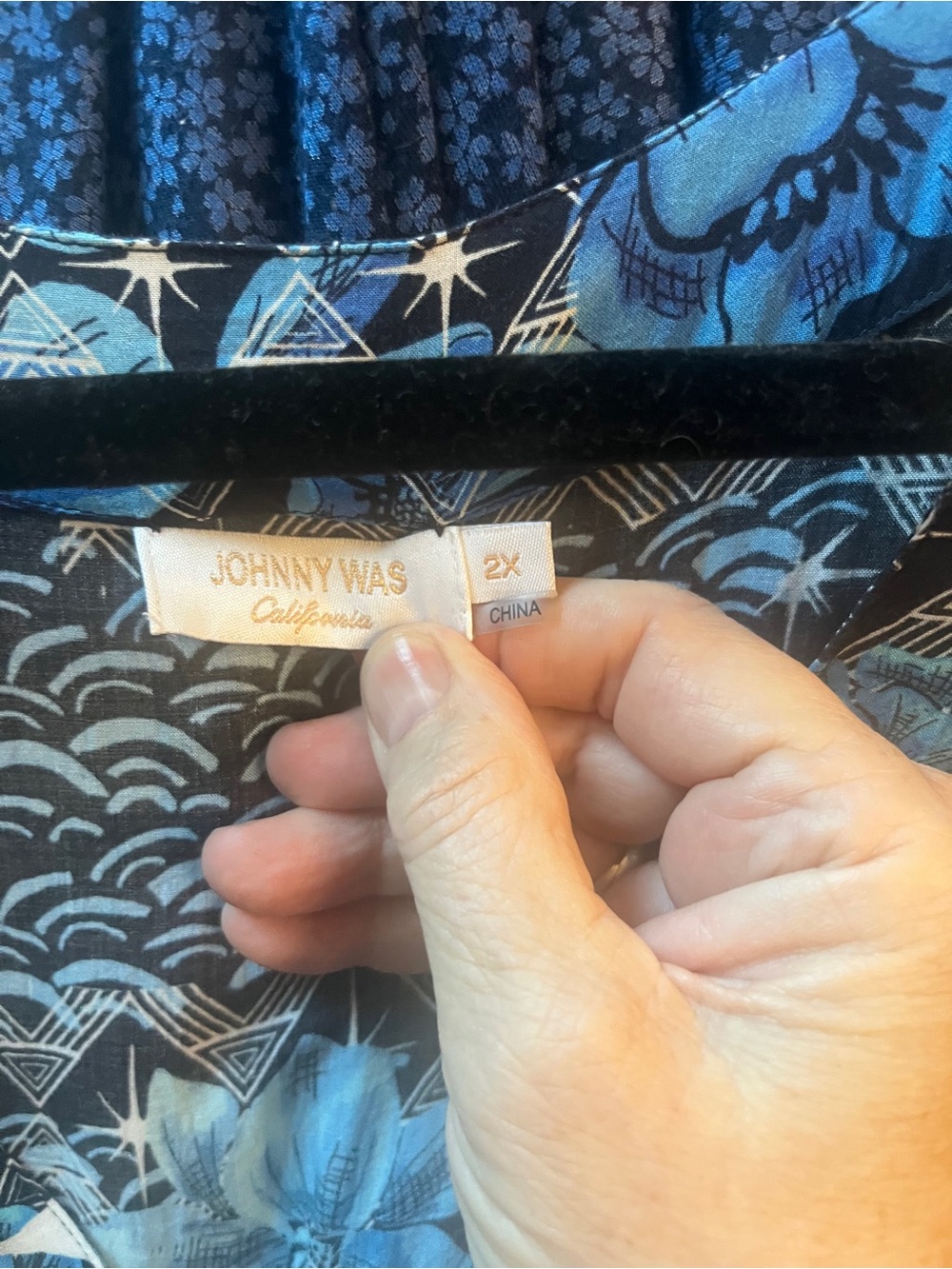 Johnny Was Black and Blue Floral Midi Dress - Picture 2 of 10